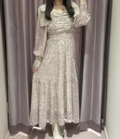 An MILLE アンミール フラワーバイカラーリボンOP ピンク