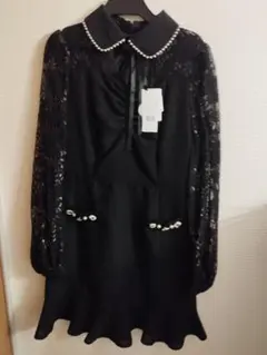 Ank Rouge レースデコルテオープンワンピース 黒 新品未使用品 M