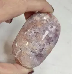 《希少グラデ赤入り・高品質》ピンクアメジスト×フラワーアゲート　パーム　握り石