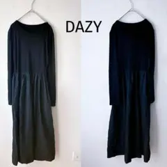 ＊デイジー＊ドッキングワンピース M ロング 黒 長袖 綿100% シンプル