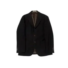 日本製 ウール100％ ニットジャケット　茶系　ジップ 裏地キュプラ グレー