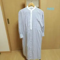 【定価3万3000円】INED 青と白のストライプ 長袖ワンピースのサムネイル