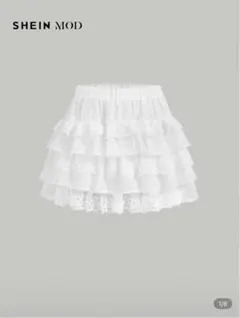 SHEIN MOD ホワイトレースフリルミニスカート