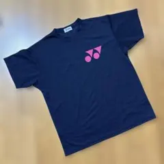 YONEX ヨネックス　ネイビー 半袖Tシャツ　ピンクロゴ　S テニス