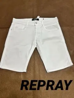 【美品】リプレイREPLAY 32 ホワイト（グレー）ショートパンツ