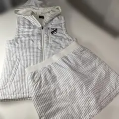 OPST ストライプ中綿入りベストとスカートのセットアップ