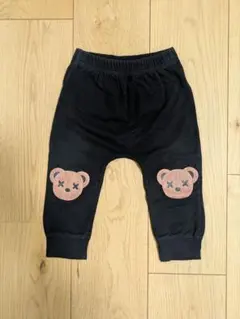 ベビーパンツ 黒 クマのプリント