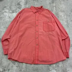 や*健様 エディーバウアー　黒タグ　80-90s　無地　長袖シャツ　古着　ピンク