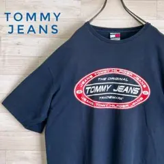 トミージーンズ90s USA製☆デカプリント ネイビー Ｌサイズ Tシャツ