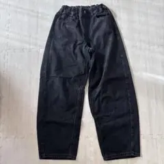 GU ジーユー ガールズ バレルレッグジーンズ 160 ダークグレー