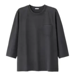 ⭐️GU⭐️ウォッシュドクルーネックT(7分袖)ダークグレイMサイズオーバーサイズ