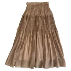 【極美品】ベーセーストック　ピンクベージュ チュール　フレアロングスカート