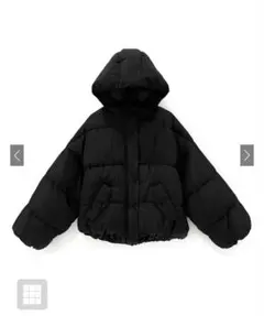 フード付きダウン 黒 ショート丈