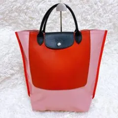 [未使用級]ロンシャン トートバッグ カバス M ピンク レッド A4収納