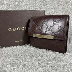 美品✨GUCCI グッチシマ Wホック財布 折り財布 ゴールド金具 112664