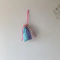 ▨handmade 巾着 23×20cm ⓕ / コップ入れ 給食袋 入園入学