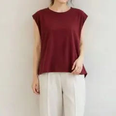 ROPE(ロペ)半袖カットソー バックリボン ボルドー 38のサムネイル