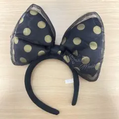 ミニーマウス カチューシャ ドット リボン ブラック×ゴールド ディズニー