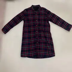 チェック柄長袖シャツワンピース