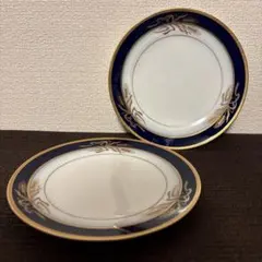 希少【美品】 大倉陶園 ケーキ皿 20センチ ネイビー 金プラチナ 5枚