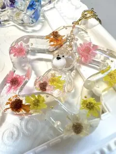 ゆらゆらくまちゃんの星形フラワーチャーム ⑅◡̈*No.110