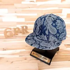 レア【ニューエラ×ヤンキース】ペイズリー 立体3D刺繍NYロゴ デニムキャップ紺