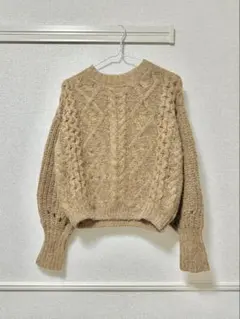 SPIRALGIRL ベージュ ケーブルニットセーター