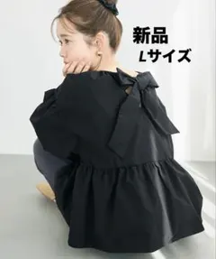【新品】coca パリフワバックリボンブラウス L ブラックのサムネイル