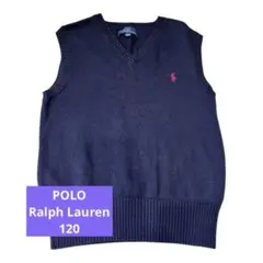 【ポロラルフローレン120cm】ネイビー Vネックベスト 子供服　120