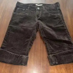 コーデュロイ ハーフパンツ ダークブラウン　サイズM