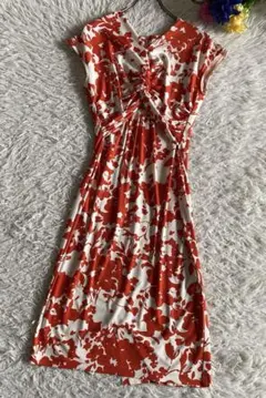 kay me オレンジフラワー　リボンワンピース　9号