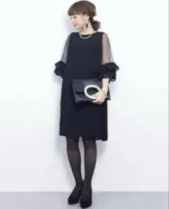 カロリナグレイサー ネイビーワンピースZARA BASICクラッチバック付