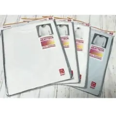 80・90【ユニクロ】ヒートテックUネックT（長袖）4枚セット (白)(ブルー)