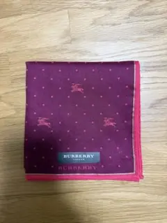 【未使用】Burberry バーバリー　メンズハンカチ　レッド系