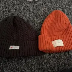 3M ダークグレー ニット帽とCOMFORT オレンジ ニット帽