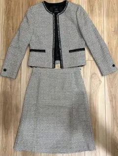 美品23区　ラメツイード　セットアップ　グレー36