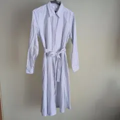 ユニクロ青と白のストライプ シャツワンピース