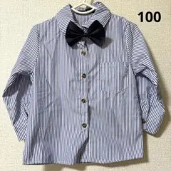 フォーマルシャツ ストライプ リボン付き 100