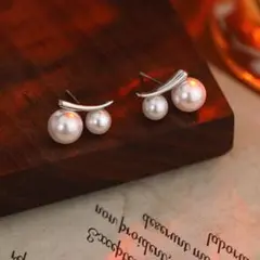 パールピアス 両耳用 シルバーカラー