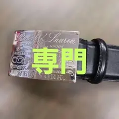 RALPH LAURENカーフブラックベルトSize 30inch 幅約3cm