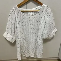 FREDY 半袖ブラウス ドット柄 ホワイト 38