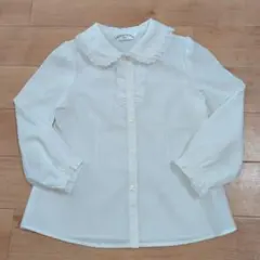 【331】CHOPIN deux レース フリル ホワイト長袖シャツ 110cm