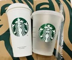 スターバックス リユーザブルカップ 2개 세트 미사용 タグ付 ストロー有