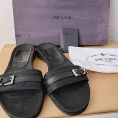PRADA サンダル フラットサンダル ブラック 黒 38 正規品 イタリア製のサムネイル