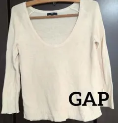 GAP ギャップ 麻綿 Uネック サマーニット セーター ベージュ XS/S