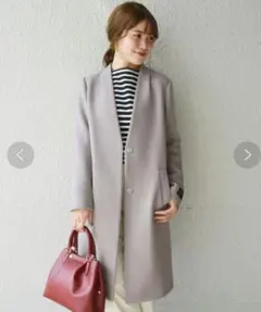 SHIPS MANTECOノーカラーロングコート