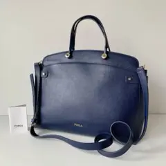 【FURLA】フルラ　アガタ　ハンドバッグ　ショルダーバッグ　2way ネイビーのサムネイル