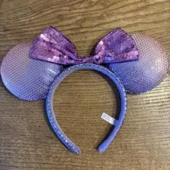 ミッキー耳カチューシャ 紫ピンク スパンコール