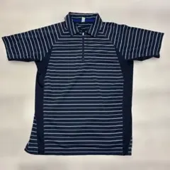 ユニクロ　M ネイビーとホワイトのストライプポロシャツ