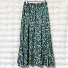 ロペピクニック 総柄 花柄 プリーツスカート M グリーン ロング丈 上品のサムネイル